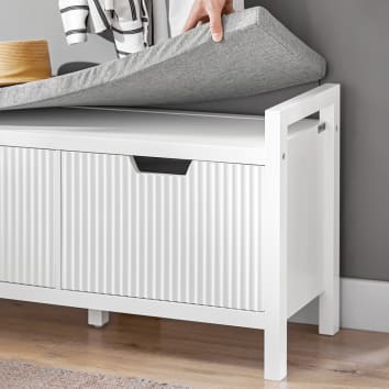 Banc à chaussures avec 2 portes en mdf blanc